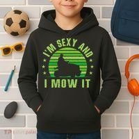 Lawn Mowing Landscaping Im Sexy And I Mow It Kids Hoodie thumb 2