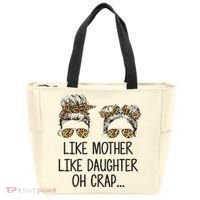 Like Mother Like Daughter Messy Bun Mom Happy Mothers Day Tote Bag thumb 0