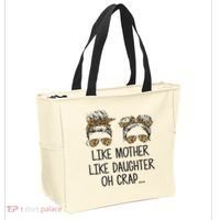 Like Mother Like Daughter Messy Bun Mom Happy Mothers Day Tote Bag thumb 2