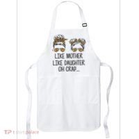 Like Mother Like Daughter Messy Bun Mom Happy Mothers Day Apron thumb 0