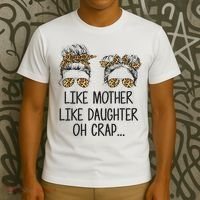 Like Mother Like Daughter Messy Bun Mom Happy Mothers Day T-Shirt thumb 3
