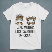 Like Mother Like Daughter Messy Bun Mom Happy Mothers Day T-Shirt thumb 5