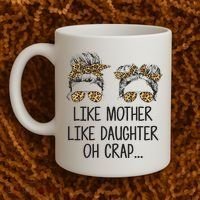 Like Mother Like Daughter Messy Bun Mom Happy Mothers Day Coffee Mug thumb 2