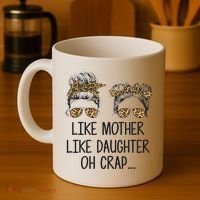 Like Mother Like Daughter Messy Bun Mom Happy Mothers Day Coffee Mug thumb 4