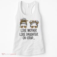 Like Mother Like Daughter Messy Bun Mom Happy Mothers Day Women's Tank Top thumb 0
