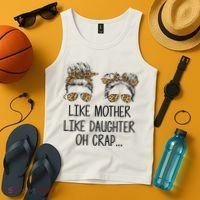 Like Mother Like Daughter Messy Bun Mom Happy Mothers Day Tank Top thumb 4