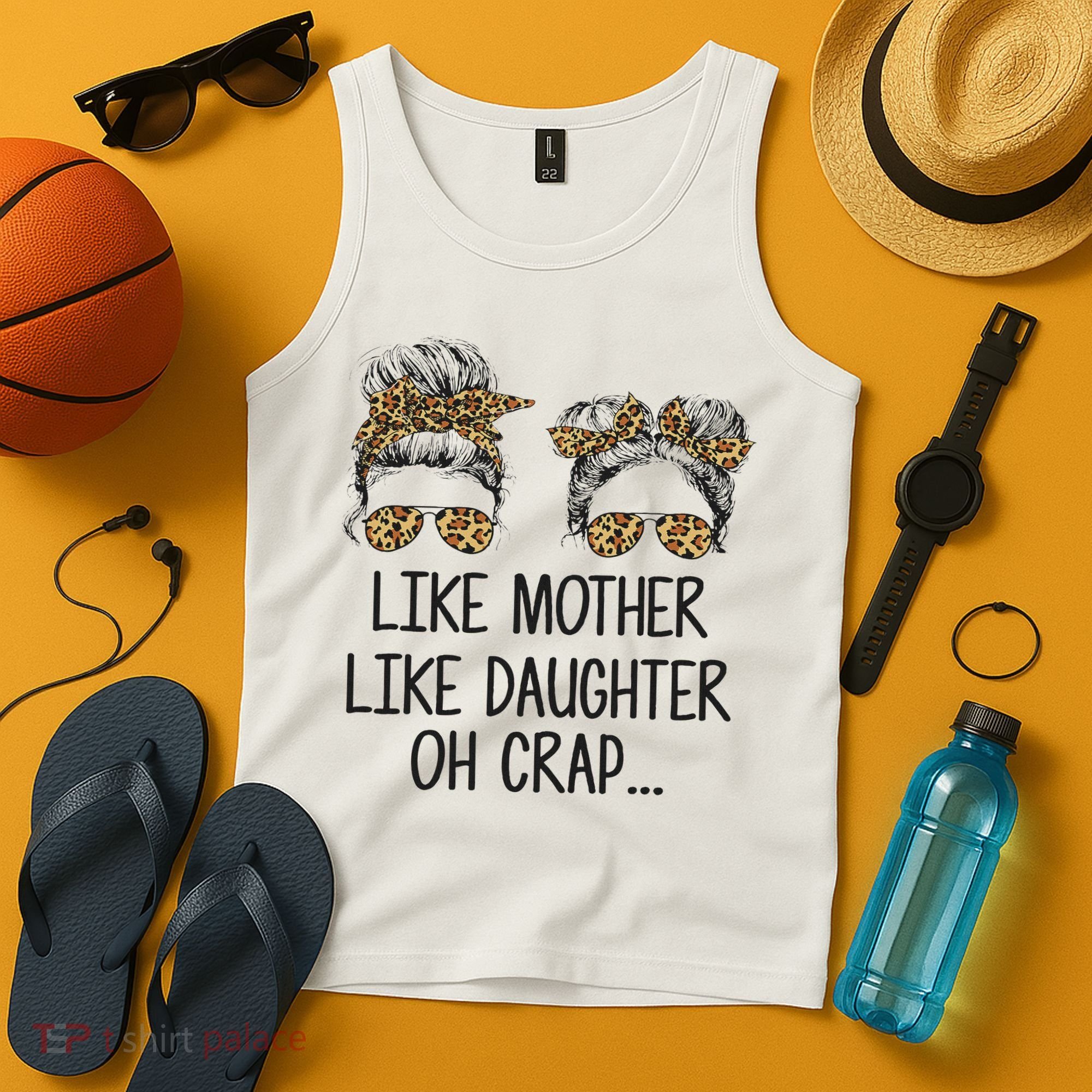 Like Mother Like Daughter Messy Bun Mom Happy Mothers Day Tank Top