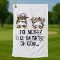Like Mother Like Daughter Messy Bun Mom Happy Mothers Day Golf Towel thumb 1