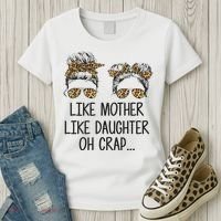 Like Mother Like Daughter Messy Bun Mom Happy Mothers Day Women's T-Shirt thumb 3