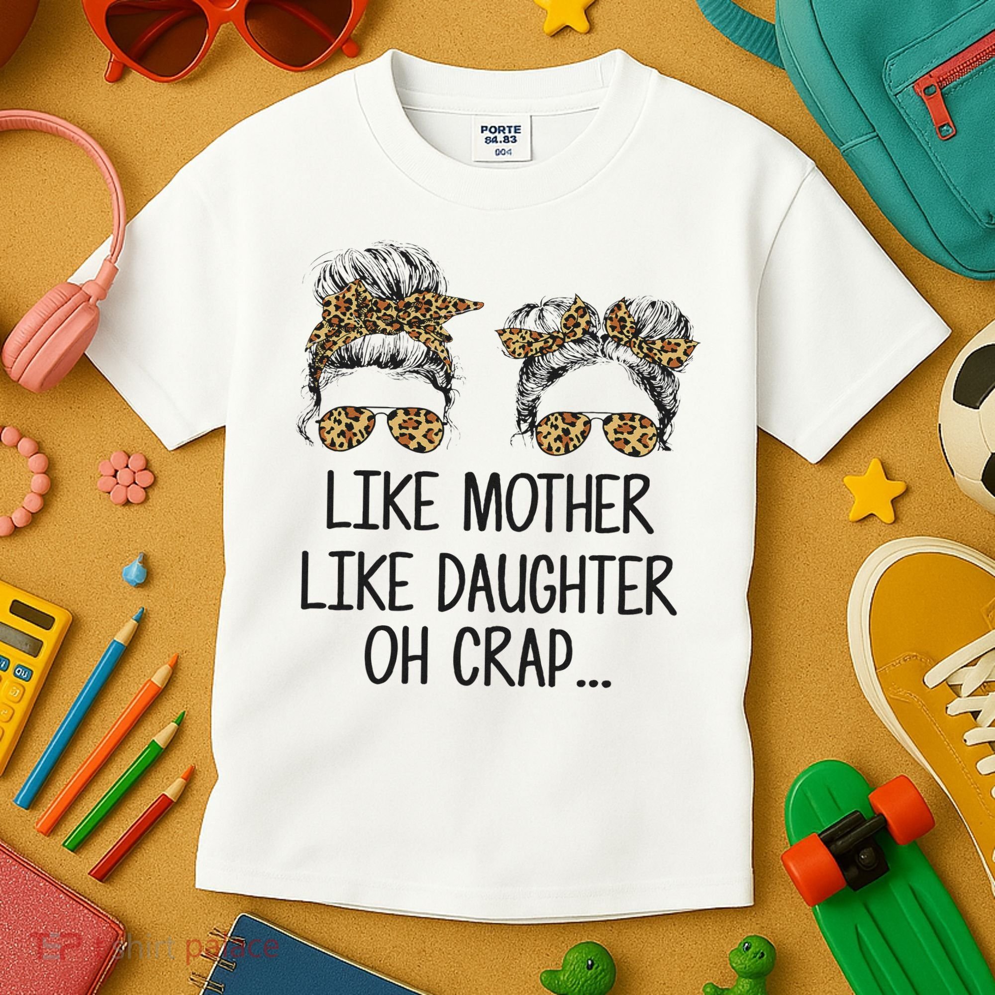 Like Mother Like Daughter Messy Bun Mom Happy Mothers Day Kids T-Shirt