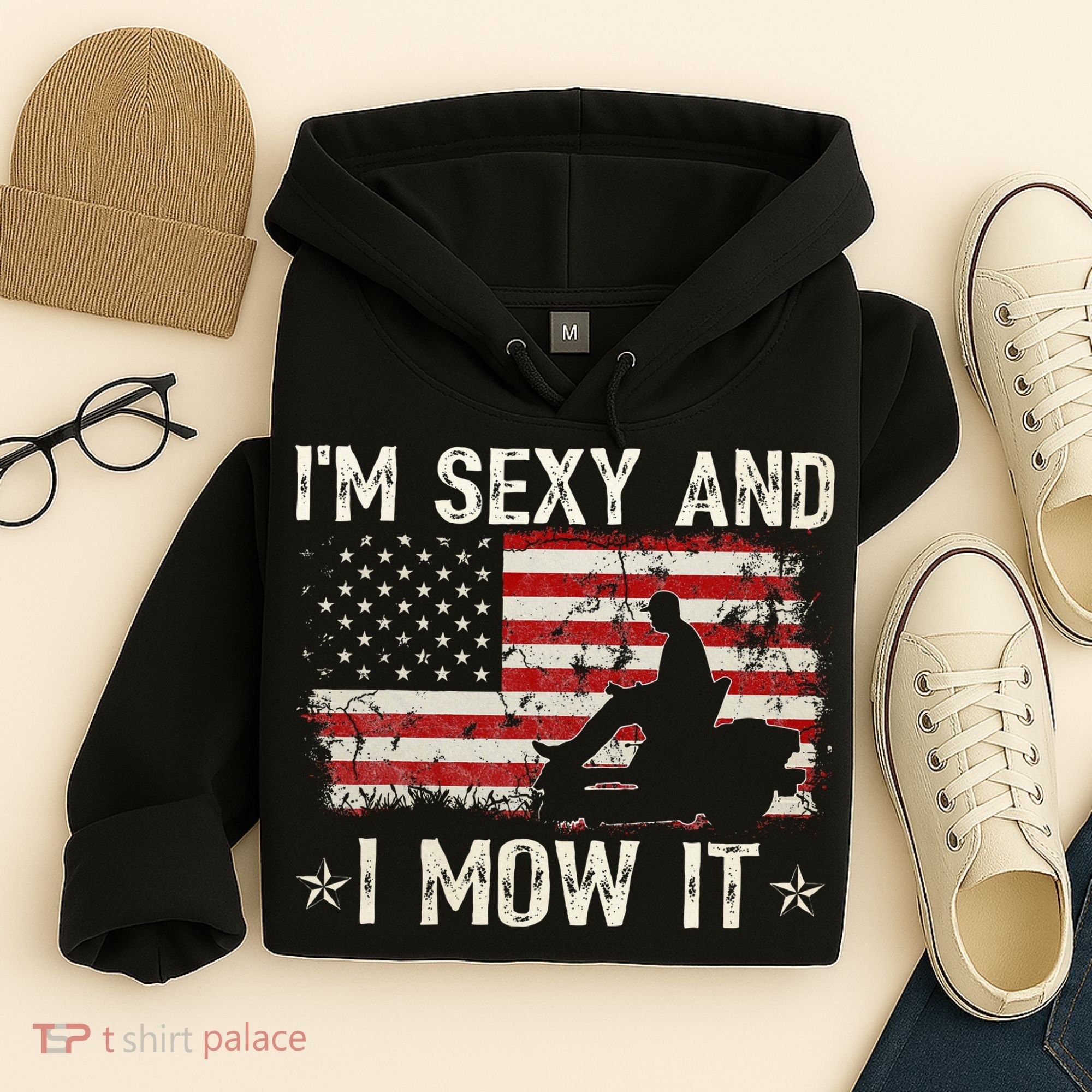 Lawn Mowing Landscaping IM Sexy And I Mow It Flag Hoodie