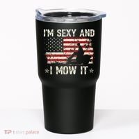 Lawn Mowing Landscaping IM Sexy And I Mow It Flag Tumbler thumb 0