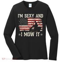 Lawn Mowing Landscaping IM Sexy And I Mow It Flag Women's Long Sleeve Shirt thumb 0