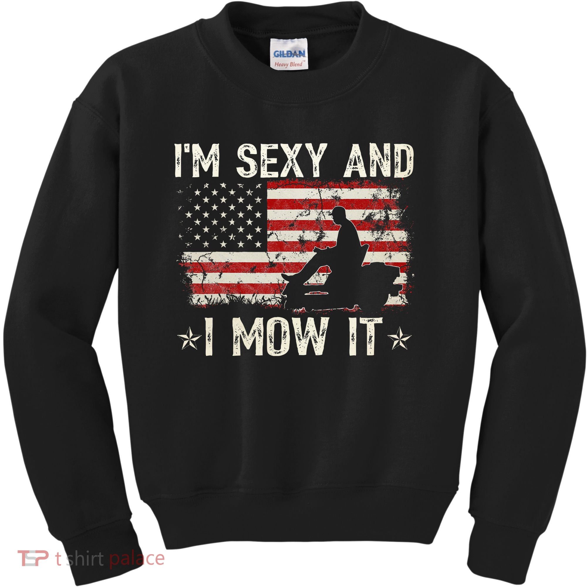 Lawn Mowing Landscaping IM Sexy And I Mow It Flag Kids Sweatshirt