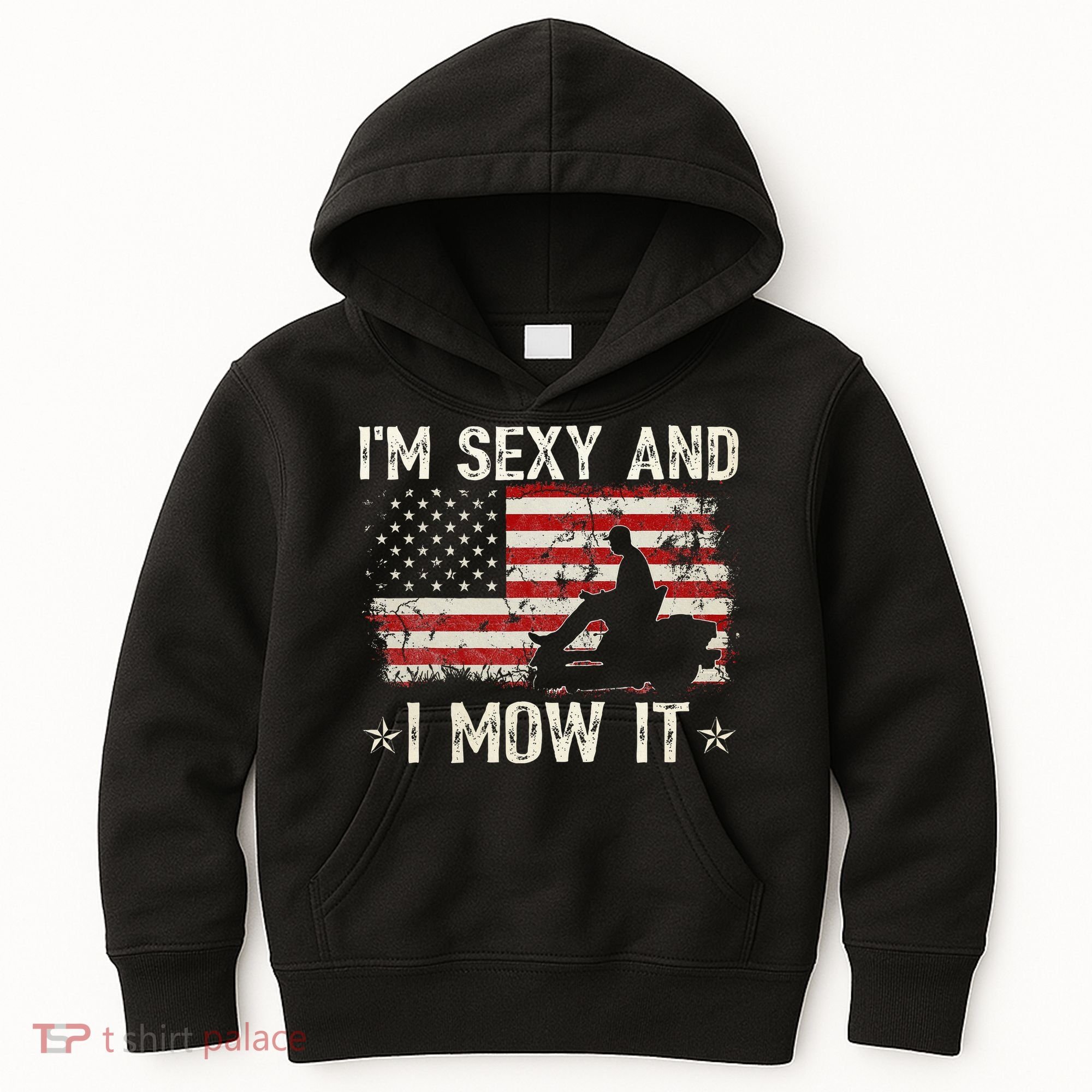 Lawn Mowing Landscaping IM Sexy And I Mow It Flag Kids Hoodie
