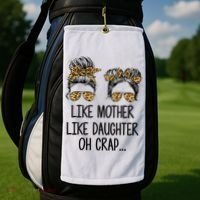 Like Mother Like Daughter Messy Bun Mom Happy Mothers Day Golf Towel thumb 2