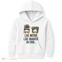 Like Mother Like Daughter Messy Bun Mom Happy Mothers Day Kids Hoodie thumb 0