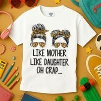 Like Mother Like Daughter Messy Bun Mom Happy Mothers Day Kids T-Shirt thumb 3