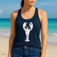 Large Maine Lobster in White Tee Women's Tank Top thumb 2