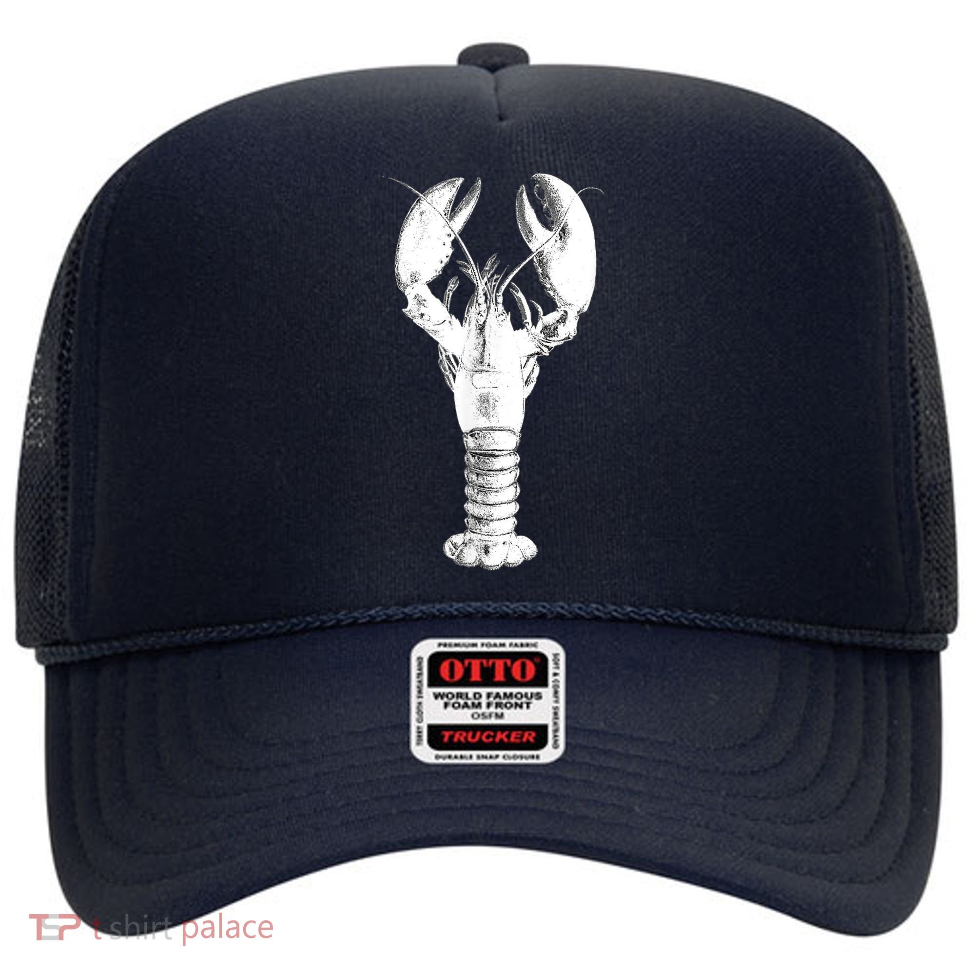Large Maine Lobster in White Tee Hat