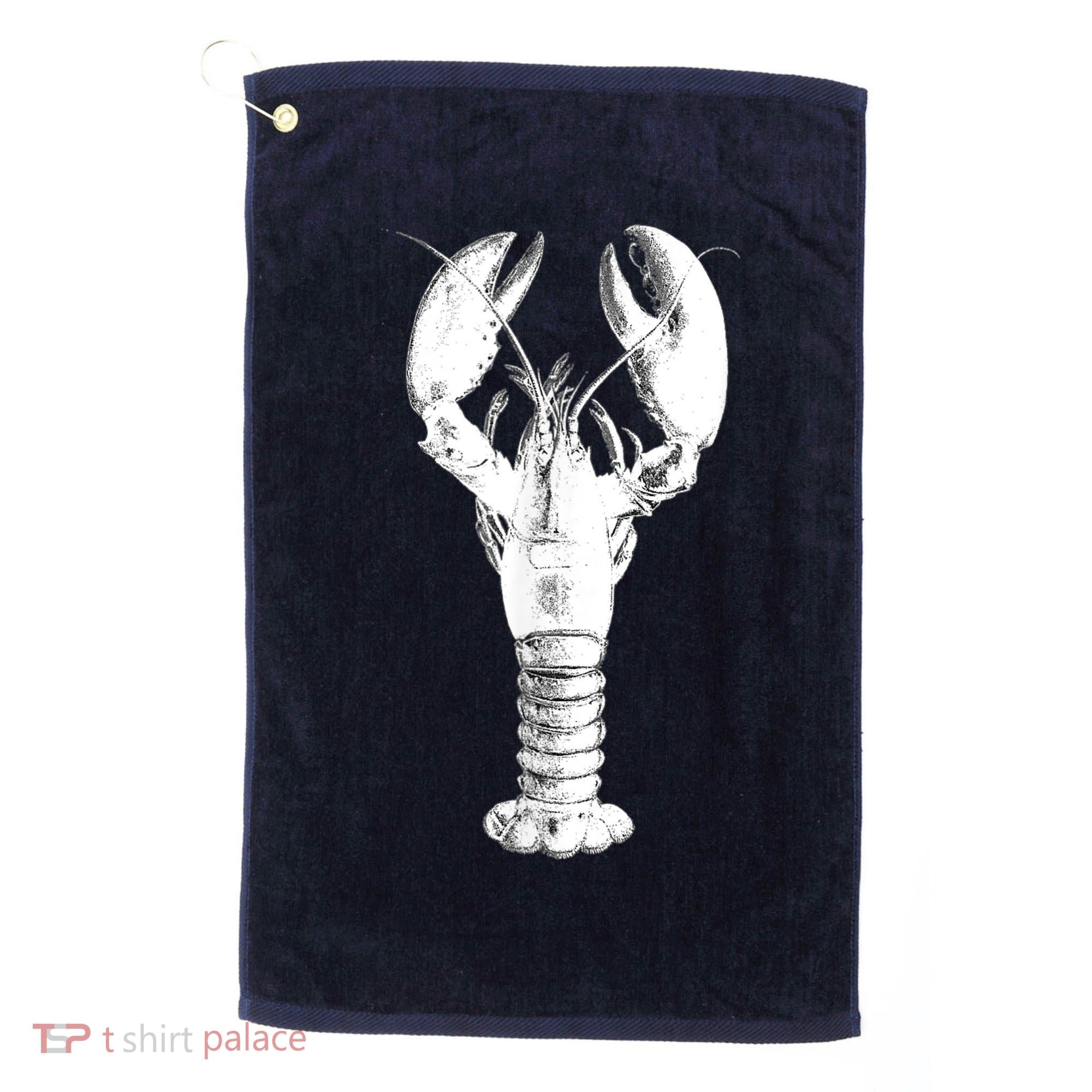 Large Maine Lobster in White Tee Golf Towel