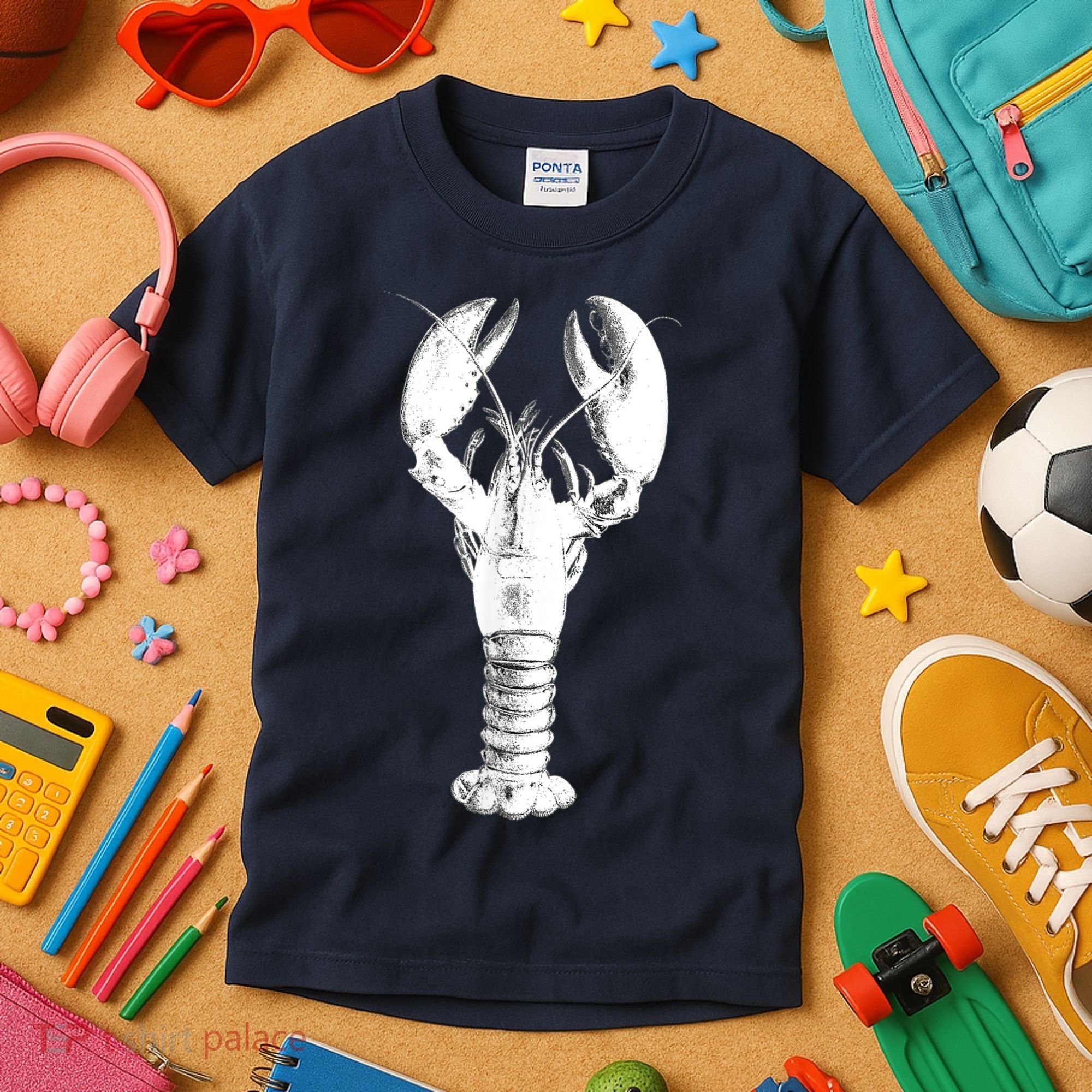 Large Maine Lobster in White Tee Kids T-Shirt