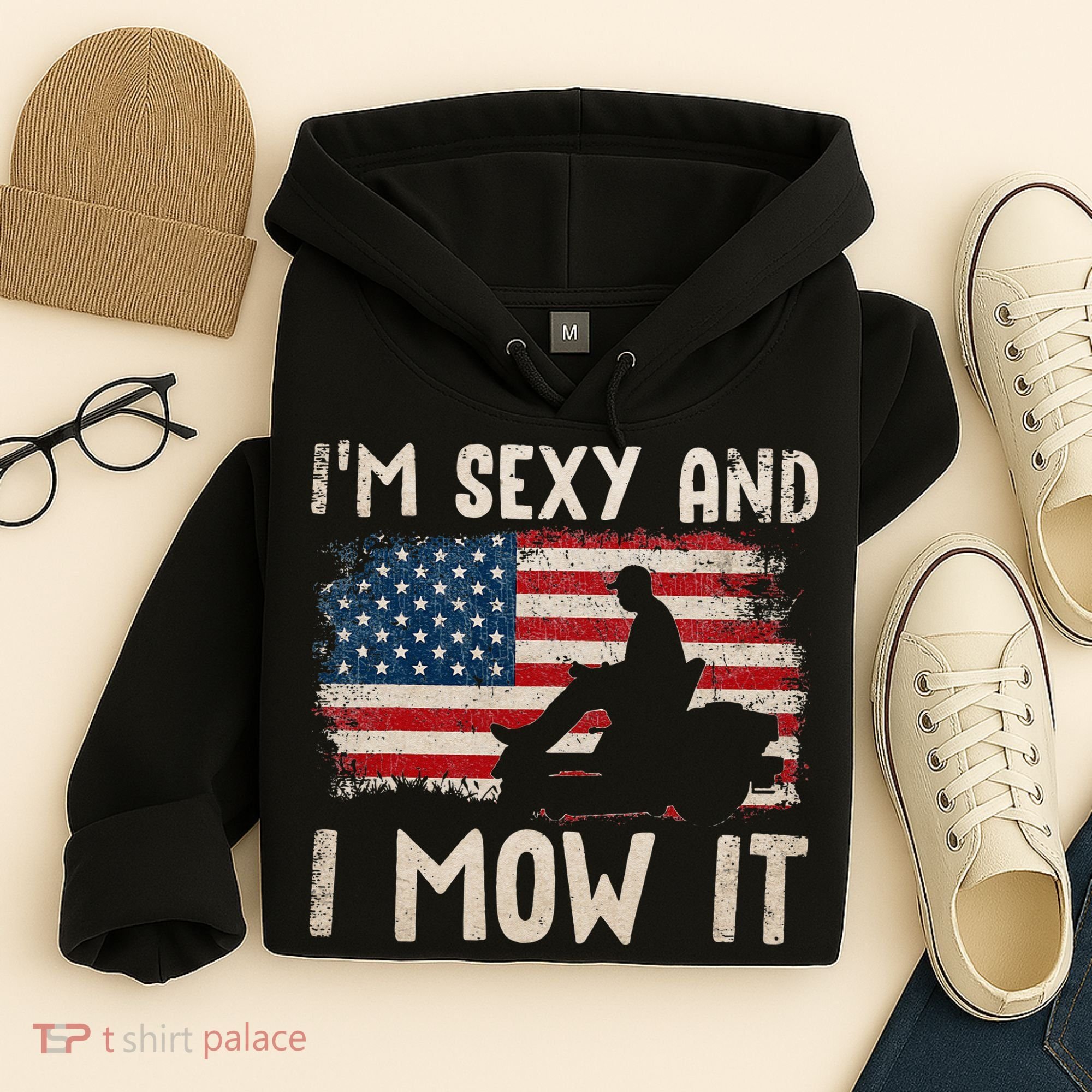 Lawn Mowing Landscaping Im Sexy And I Mow It Flag Hoodie