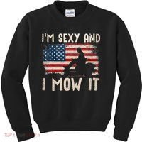 Lawn Mowing Landscaping Im Sexy And I Mow It Flag Kids Sweatshirt thumb 0