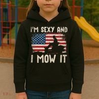 Lawn Mowing Landscaping Im Sexy And I Mow It Flag Kids Hoodie thumb 3