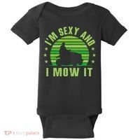 Lawn Mowing Landscaping Im Sexy And I Mow It Baby Bodysuit thumb 0