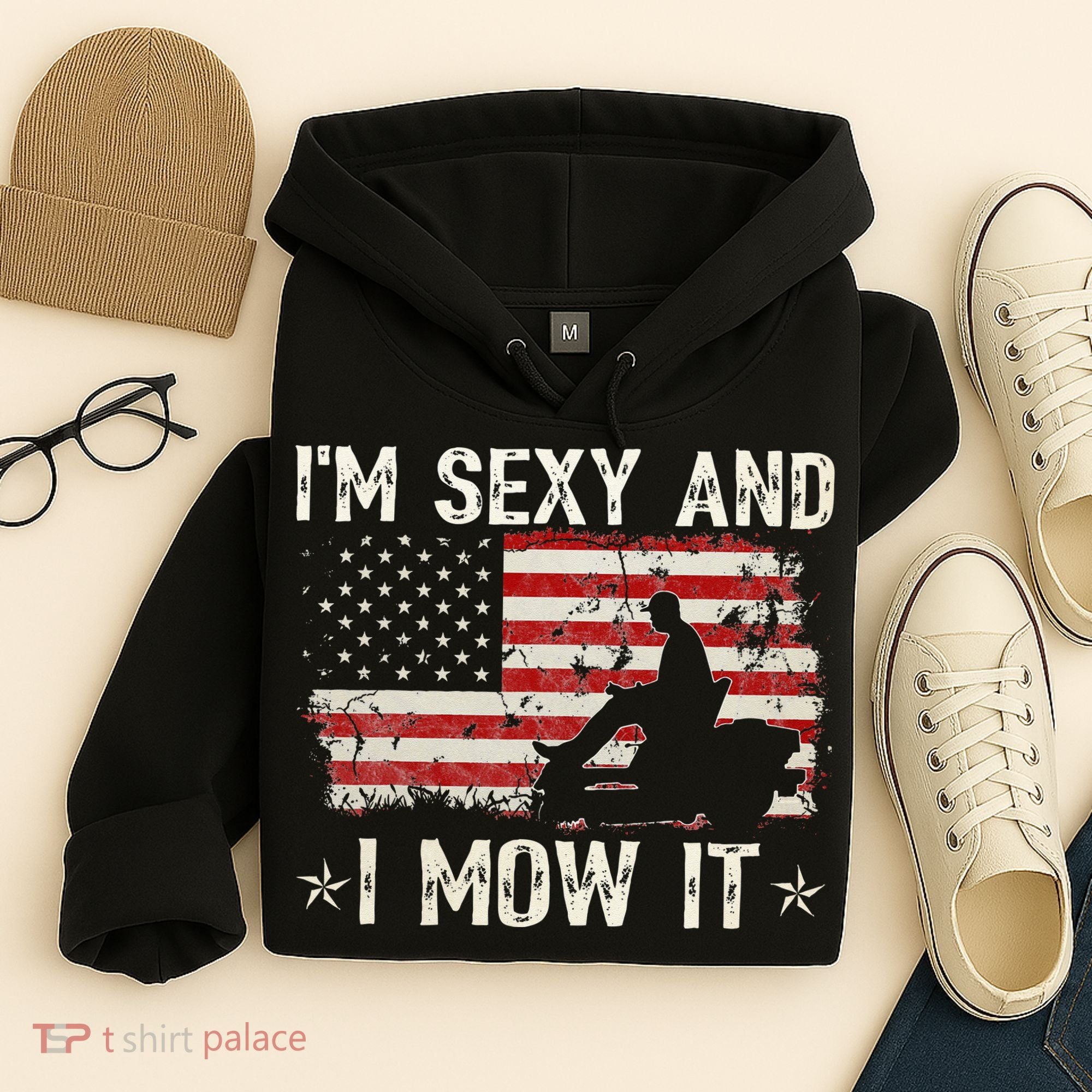Lawn Mowing Landscaping I'm Sexy And I Mow It Flag Hoodie