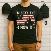 Lawn Mowing Landscaping I'm Sexy And I Mow It Flag T-Shirt thumb 6