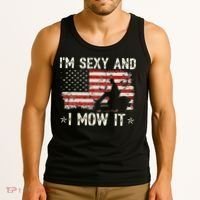 Lawn Mowing Landscaping I'm Sexy And I Mow It Flag Tank Top thumb 3