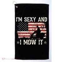 Lawn Mowing Landscaping I'm Sexy And I Mow It Flag Golf Towel thumb 0