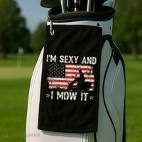 Lawn Mowing Landscaping I'm Sexy And I Mow It Flag Golf Towel thumb 2