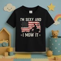 Lawn Mowing Landscaping I'm Sexy And I Mow It Flag Toddler T-Shirt thumb 3