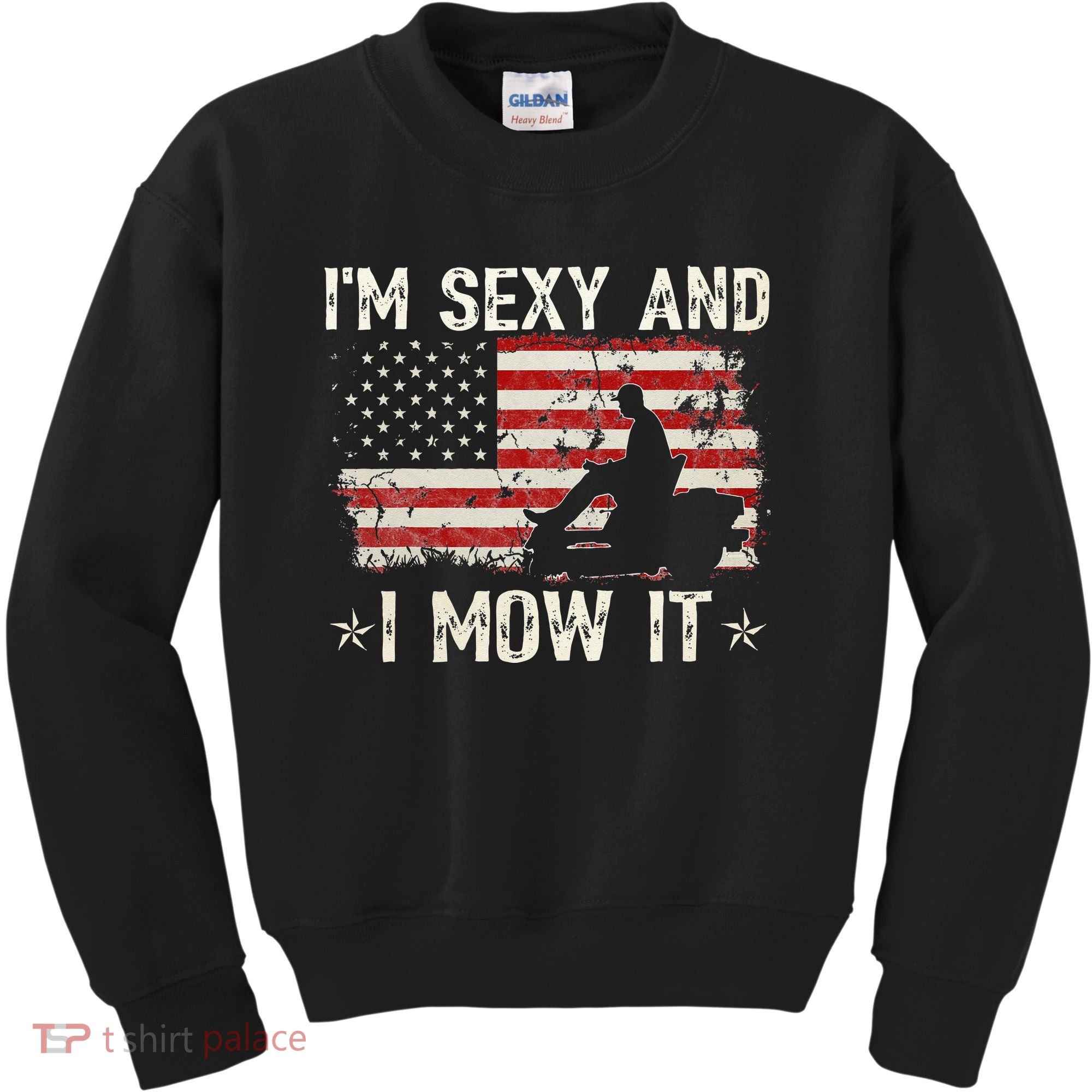 Lawn Mowing Landscaping I'm Sexy And I Mow It Flag Kids Sweatshirt