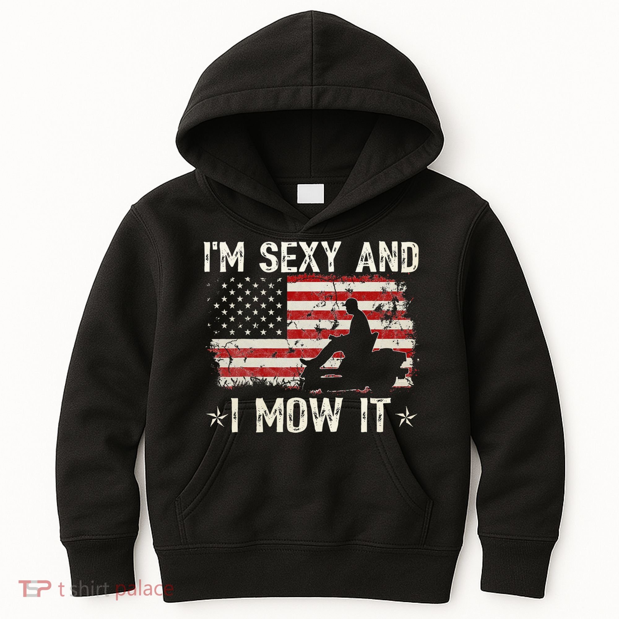 Lawn Mowing Landscaping I'm Sexy And I Mow It Flag Kids Hoodie
