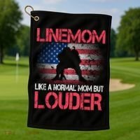 Line Mom Linemom American Football Line Funny Gift Golf Towel thumb 1