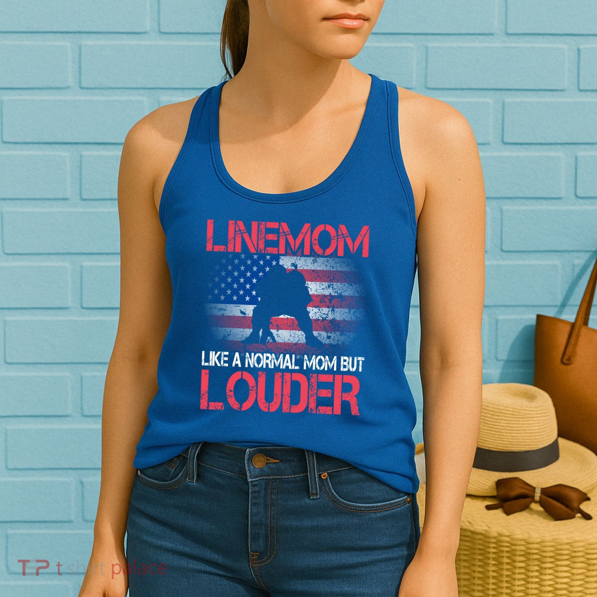 Line Mom Linemom American Football Line Funny Gift Women's Tank Top