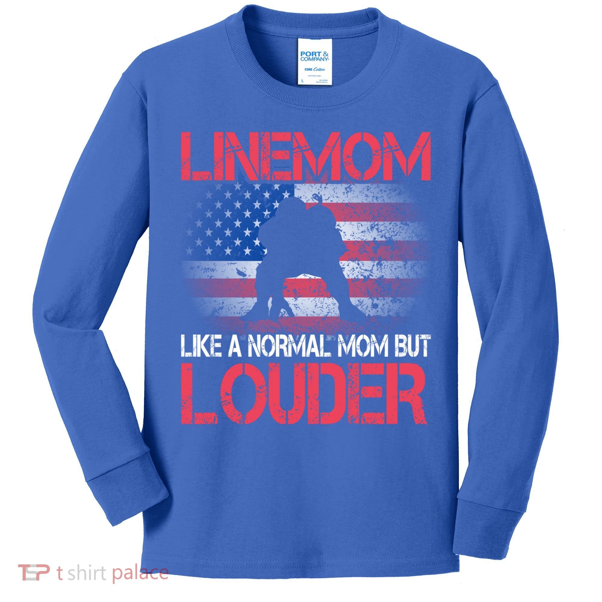 Line Mom Linemom American Football Line Funny Gift Kids Long Sleeve Shirt