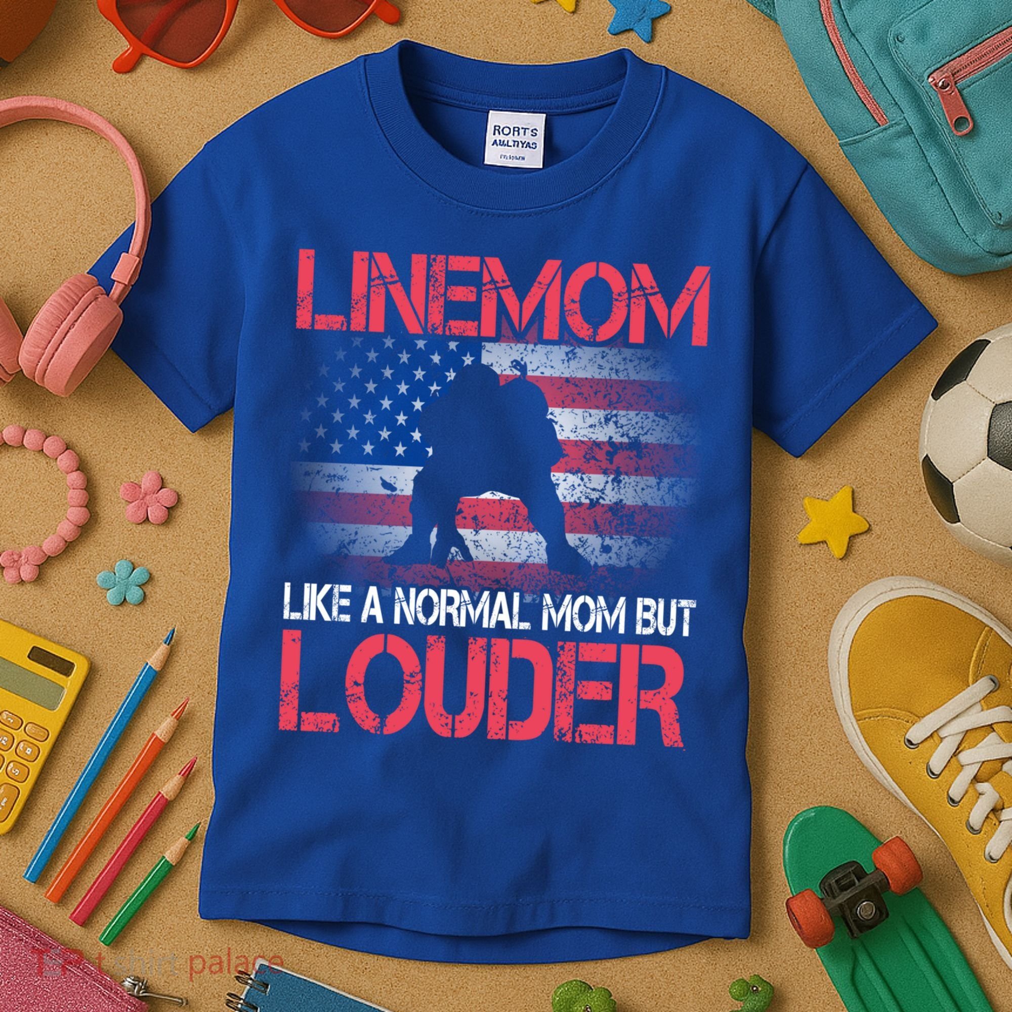 Line Mom Linemom American Football Line Funny Gift Kids T-Shirt