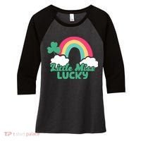 Little Miss Lucky Rainbow St Patrick's Day Women's Tri-Blend 3/4-Sleeve Raglan Shirt thumb 0