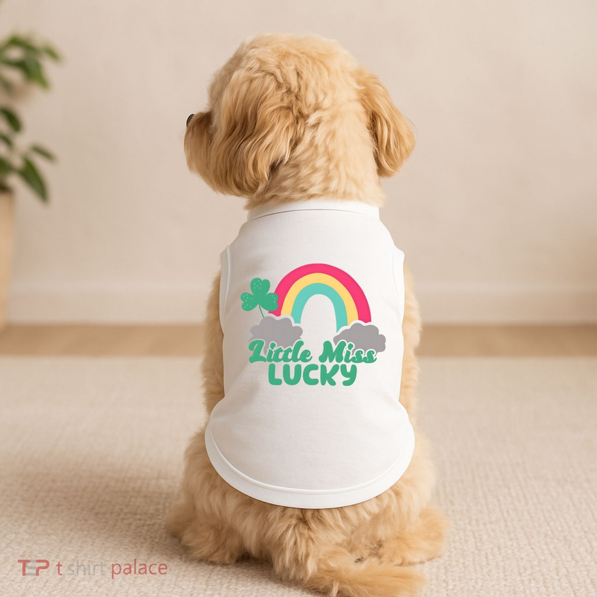 Little Miss Lucky Rainbow St Patrick's Day Doggie Tank