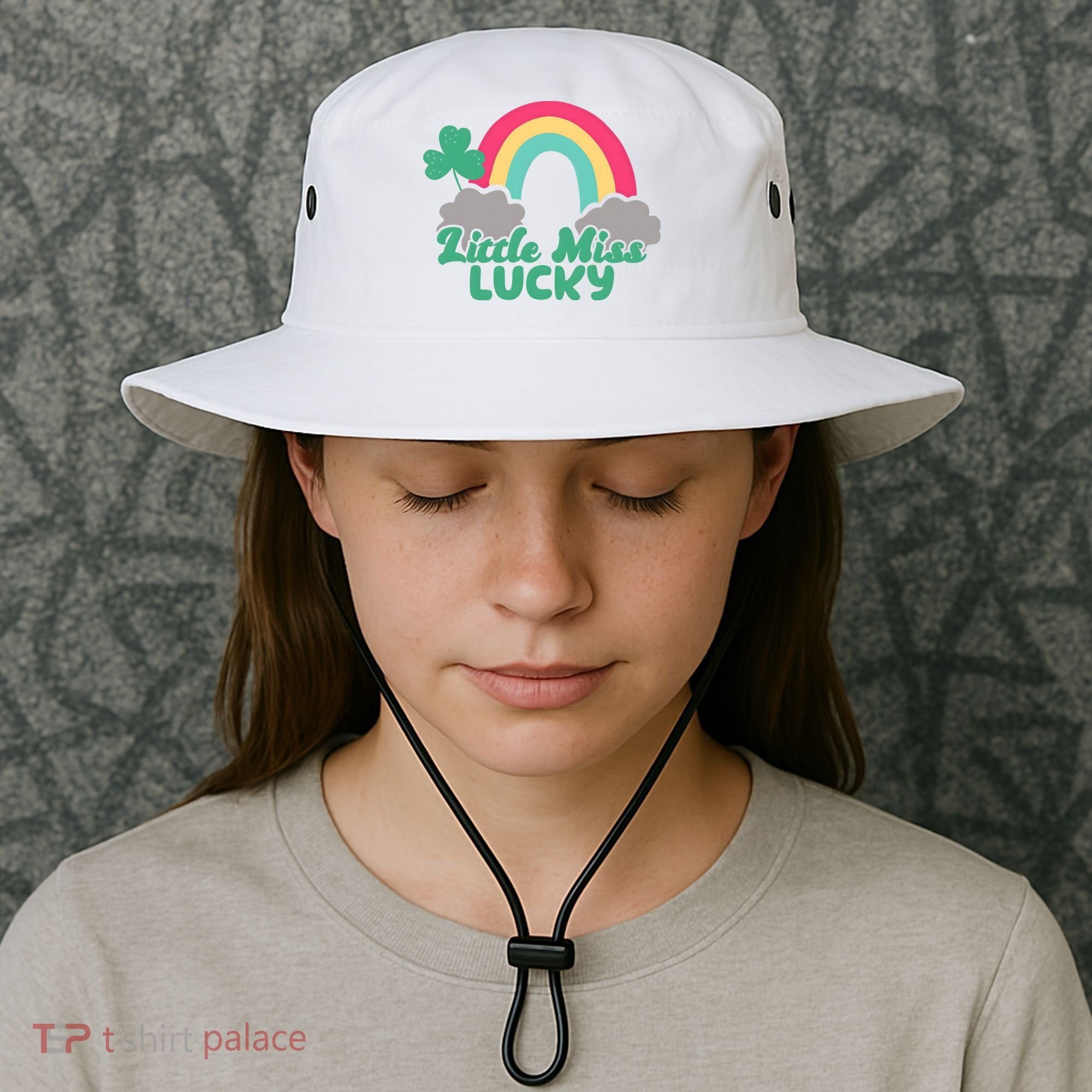 Little Miss Lucky Rainbow St Patrick's Day Bucket Hat