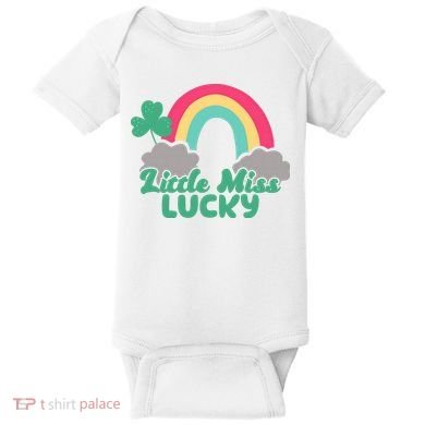 Little Miss Lucky Rainbow St Patrick's Day Baby Bodysuit
