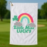 Little Miss Lucky Rainbow St Patrick's Day Golf Towel thumb 1