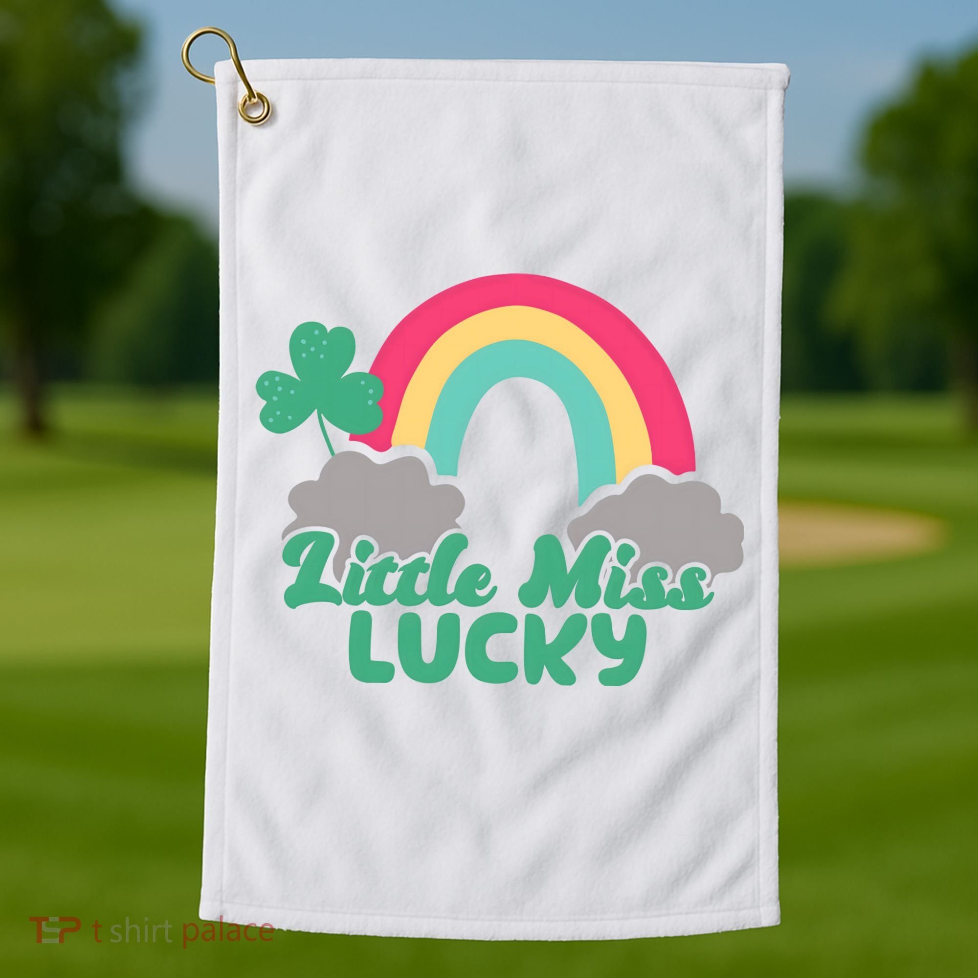 Little Miss Lucky Rainbow St Patrick's Day Golf Towel