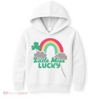 Little Miss Lucky Rainbow St Patrick's Day Kids Hoodie thumb 0