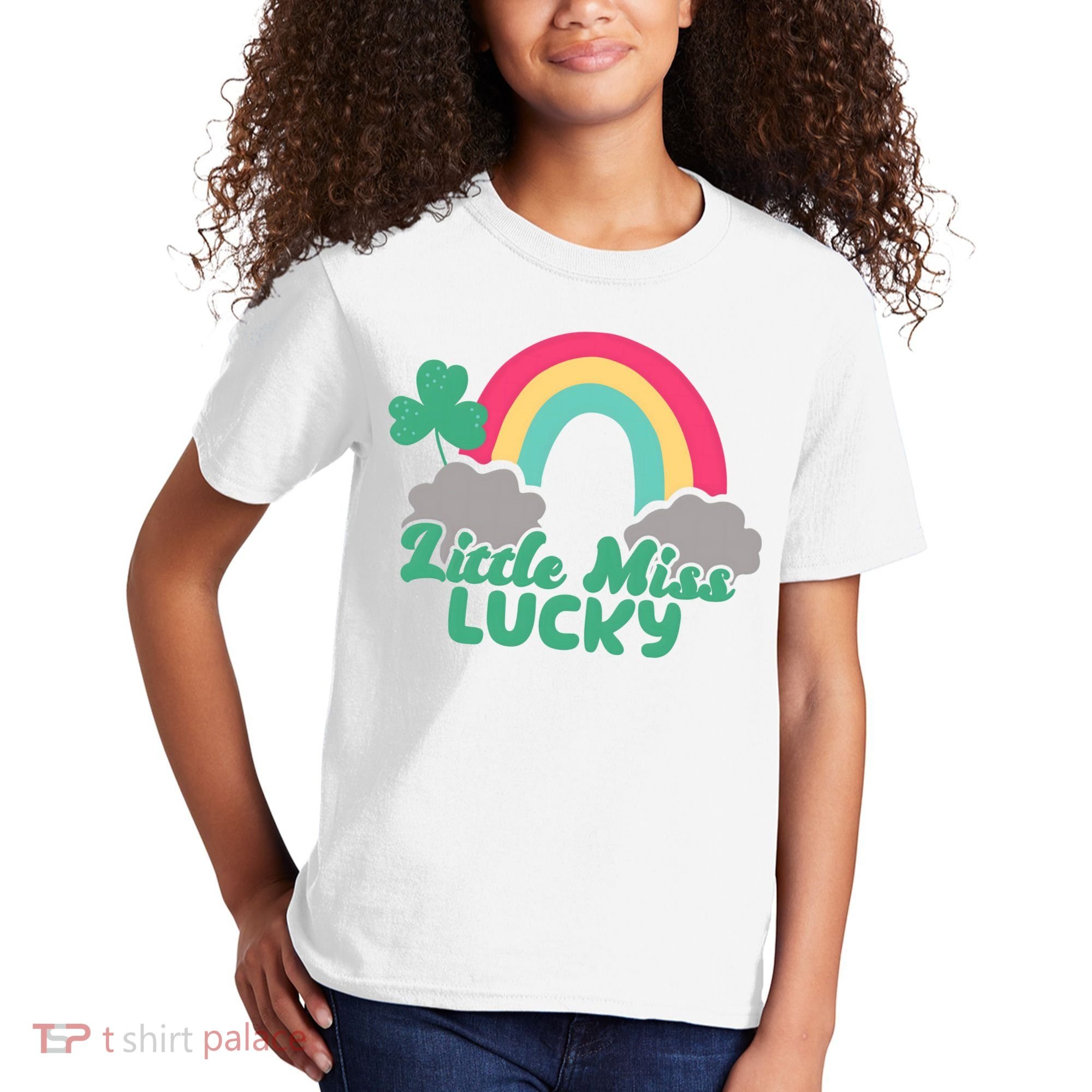 Little Miss Lucky Rainbow St Patrick's Day Kids T-Shirt